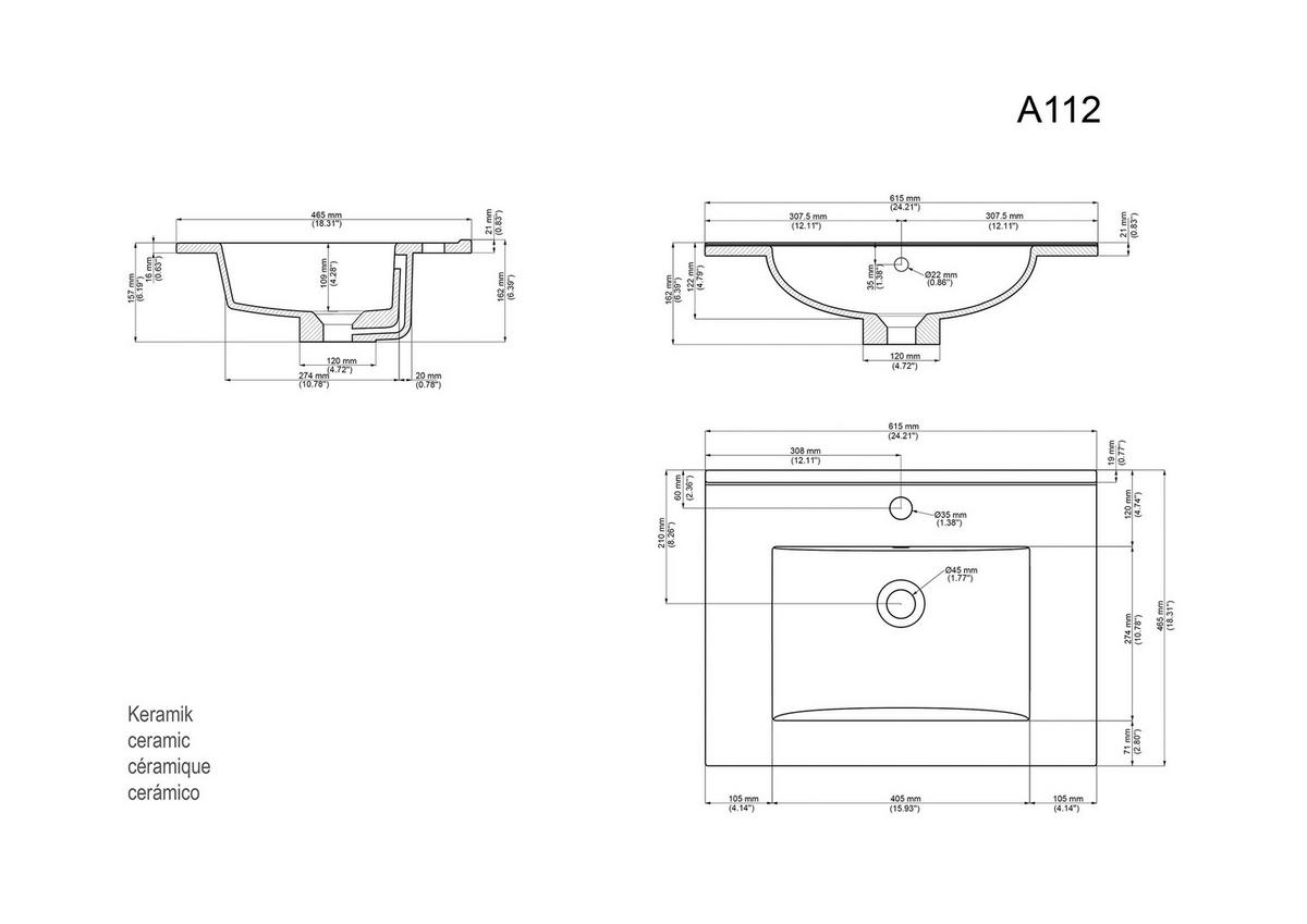 BADEZIMMER Limes, Graphitfarben B: 60 cm - Graphitfarben/Weiß, Basics, Keramik/Holzwerkstoff (60cm) - MID.YOU