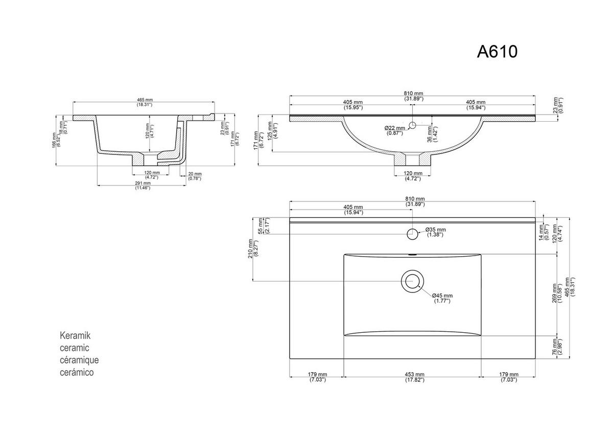 BADEZIMMER Limes, Eichefabren B: 80 cm - Eichefarben/Weiß, Basics, Keramik/Holzwerkstoff (80cm) - MID.YOU