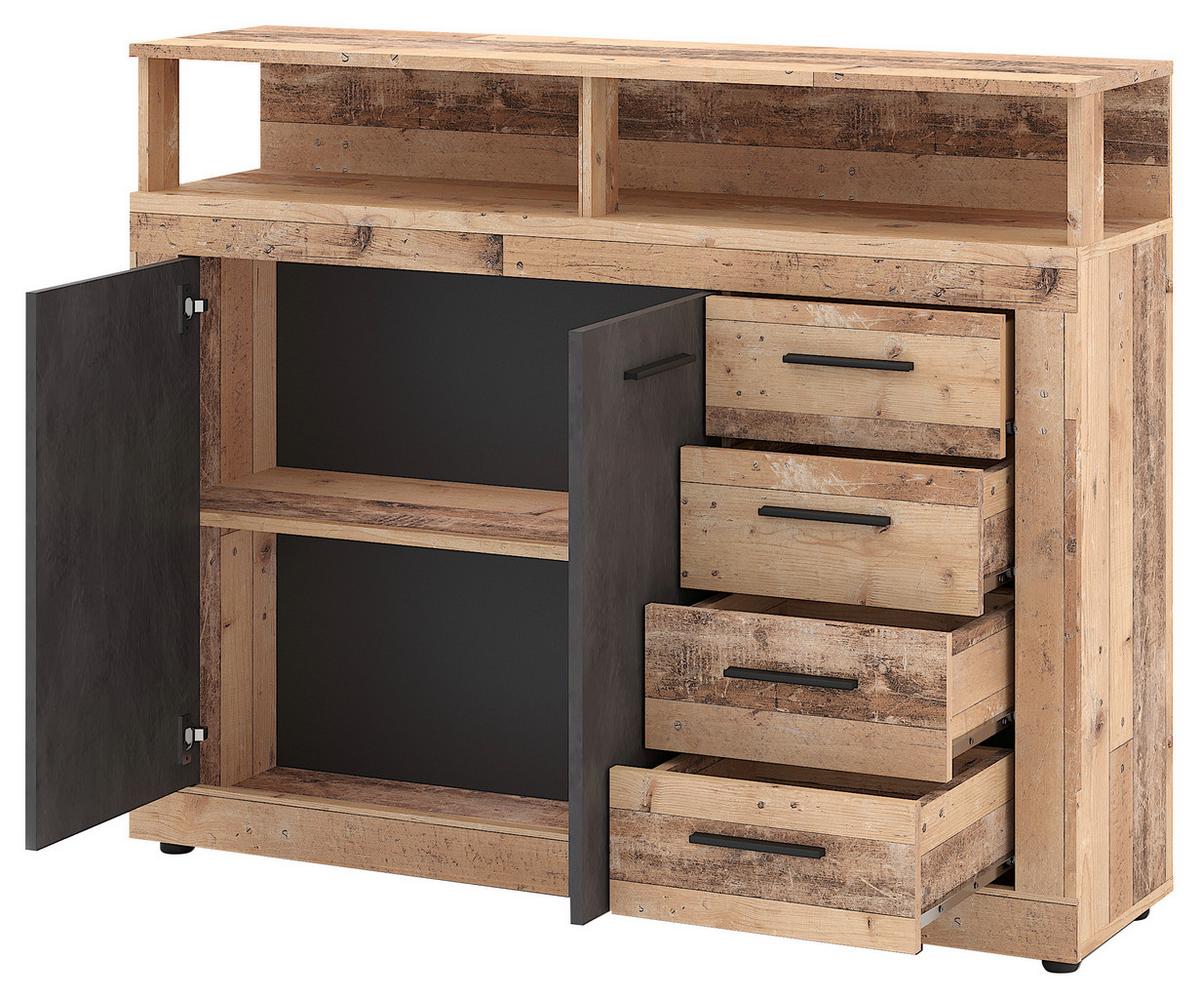 Kommode 119,5cm Luna A Anthrazit - Eichefarben/Anthrazit, Design, Holzwerkstoff (119,5/96,8/32cm) - MID.YOU
