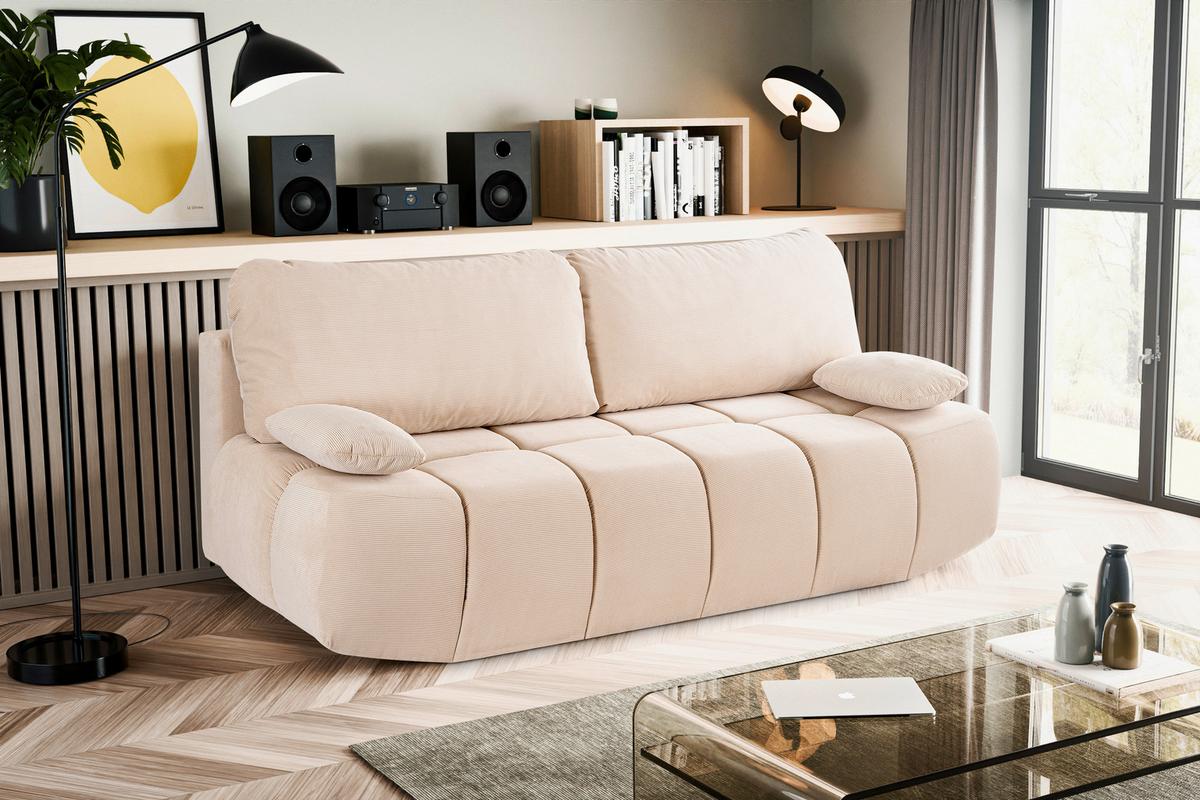 Schlafsofa Lauder Beige B: 207cm - Beige/Schwarz, Basics, Holz/Textil (207/93/105cm) - MID.YOU