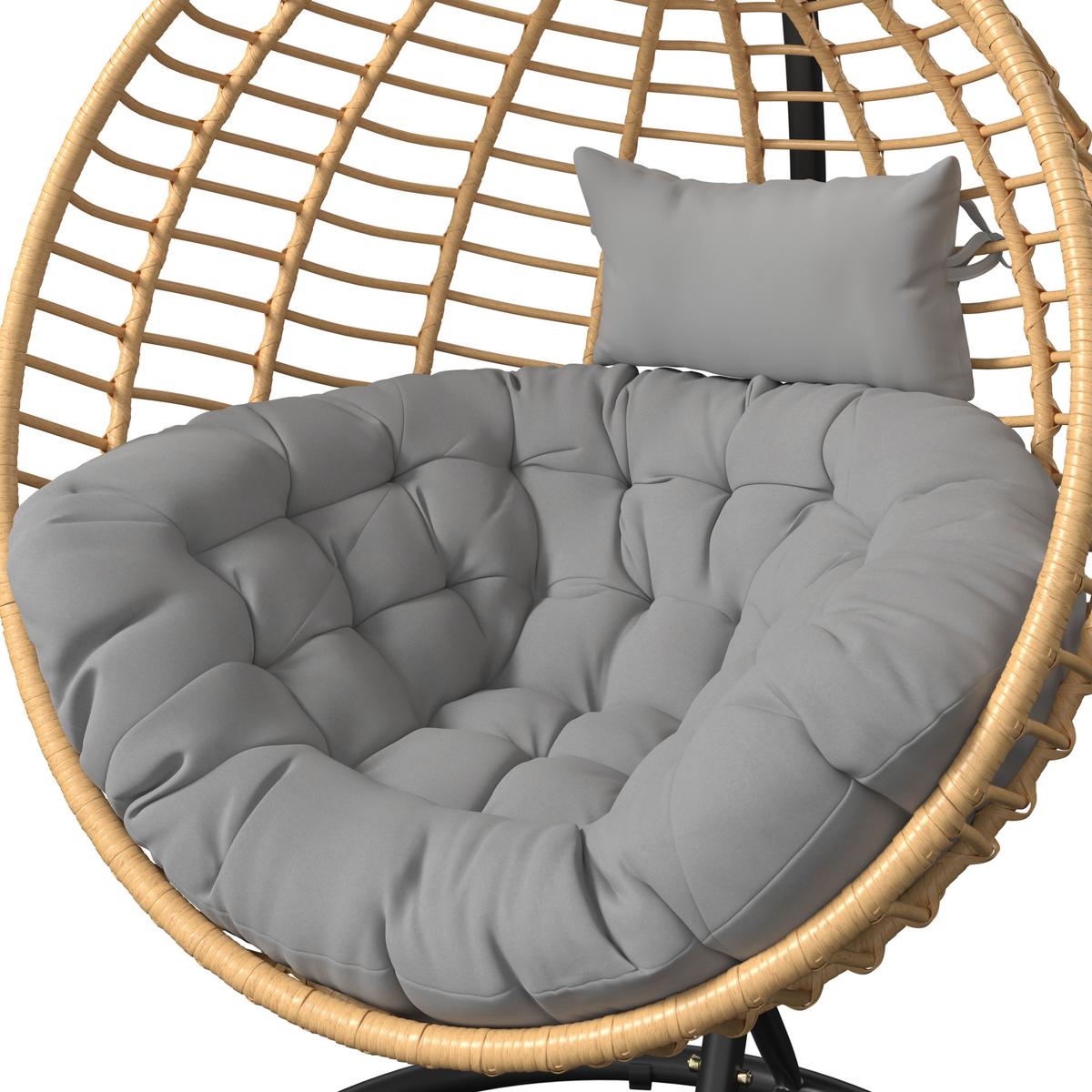 Hängesessel Ottawa - Schwarz/Naturfarben, Basics, Kunststoff/Textil (105/195/105cm) - Beldano