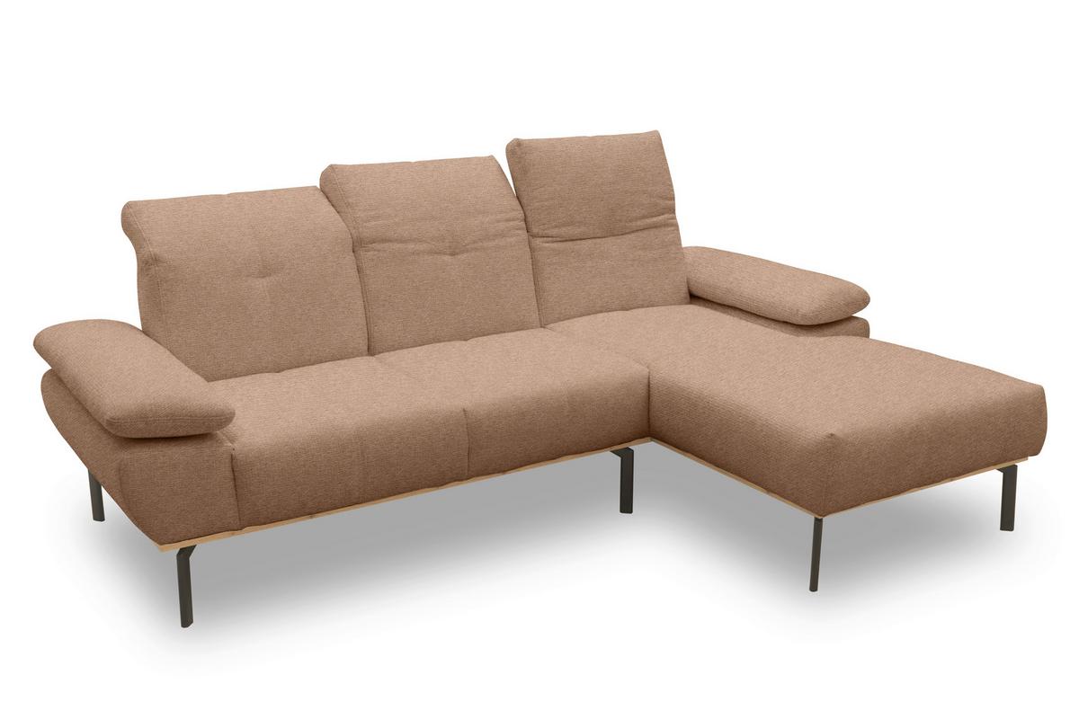 Ecksofa Rotbraun S: 242x170 cm - Wildeiche/Rotbraun, Design, Holz/Textil (242/170cm) - MID.YOU