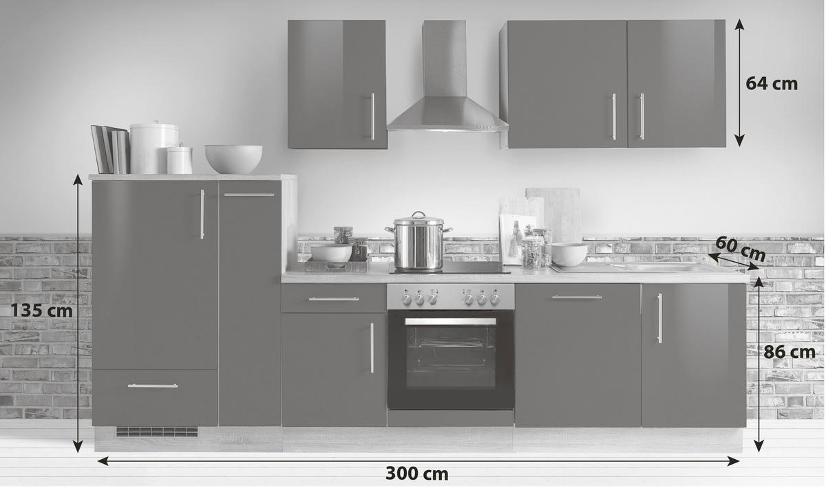 Küchenblock Premium - Dunkelbraun/Sonoma Eiche, KONVENTIONELL, Holzwerkstoff (300cm) - Menke