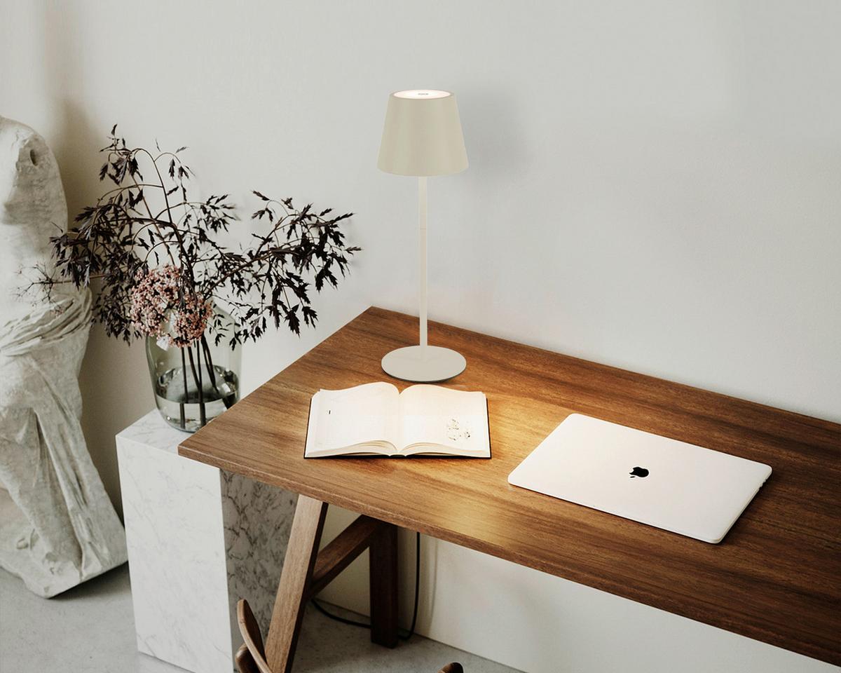 STOLNÍ LAMPA NA BATERIE NOEMI - pískové barvy, Konvenční, kov/plast (10,5/17-36cm) - Mömax
