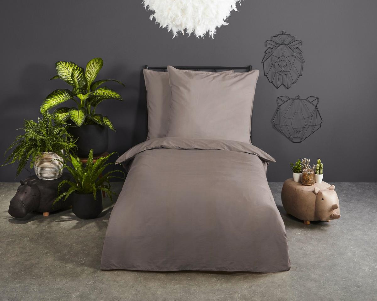 Bettwäsche Braun Taupe 135x200 Cm - Taupe, Basics, Textil (135/200cm)