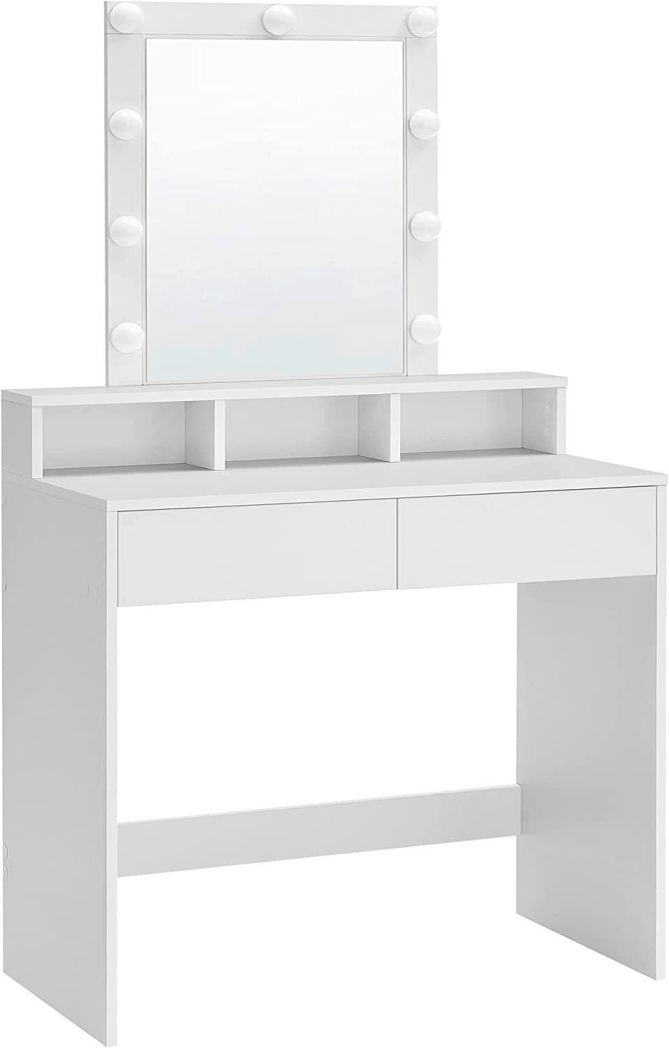 Schminktisch B: 80 cm Weiß - Weiß, Trend, Glas/Holzwerkstoff (80/40/145cm) - Boxxx