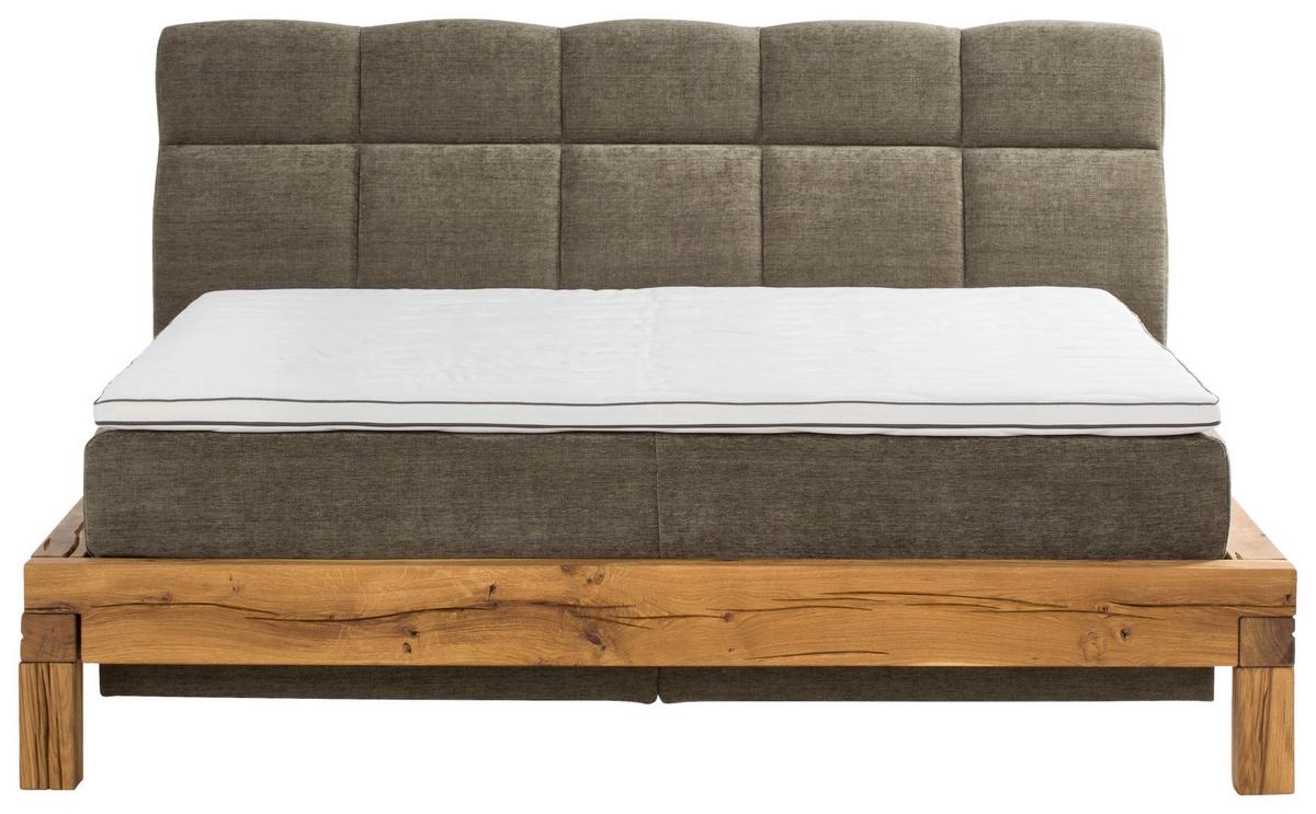 Boxspringbett Bed Bull mit Topper 160x200 cm - Buchefarben/Grau, Natur, Textil (160/200cm) - Livetastic