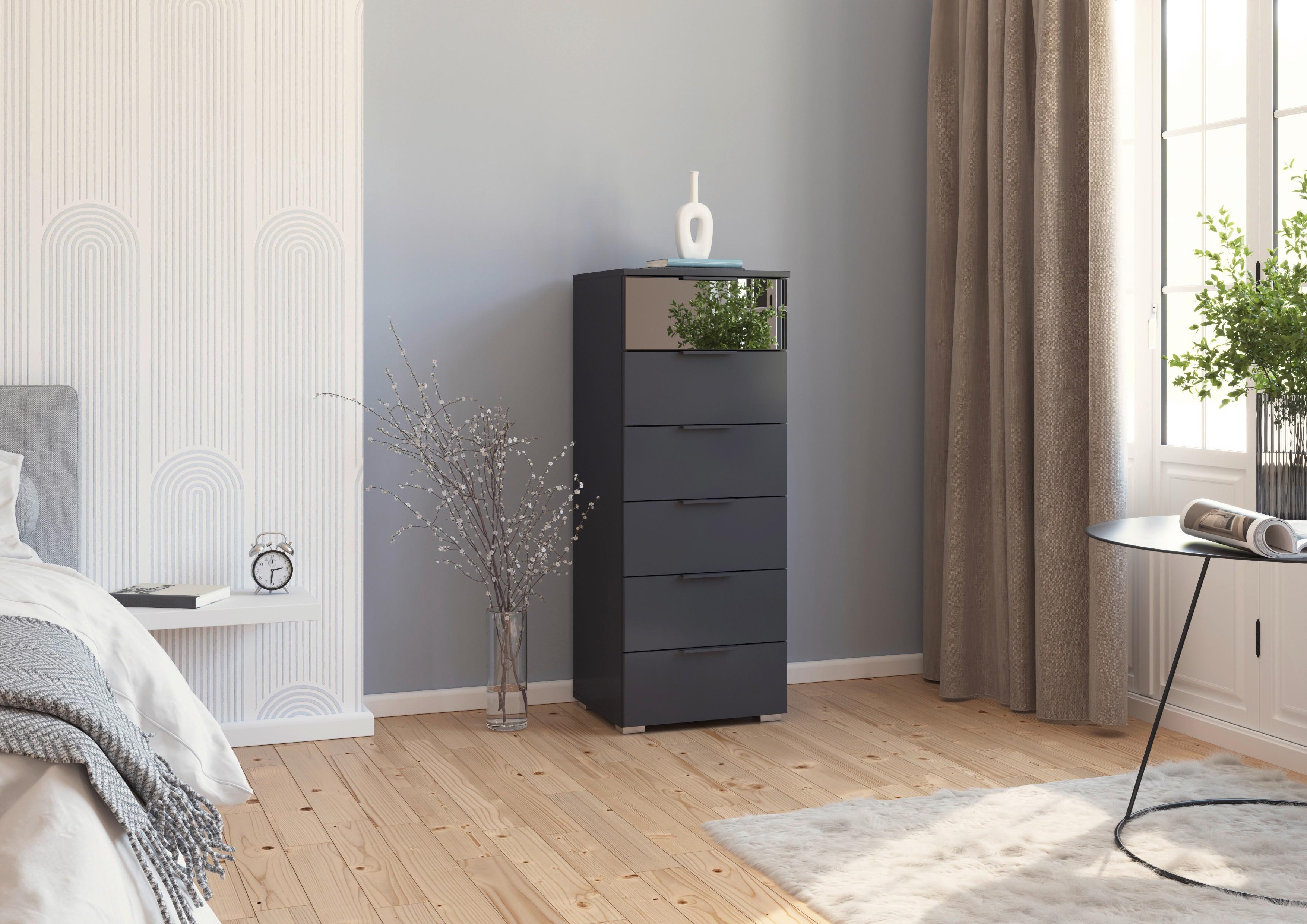Kommode Skyla Grau, Grauspiegel B: 47 cm - Alufarben, MODERN, Glas/Holzwerkstoff (47/119/42cm) - Rauch Möbel