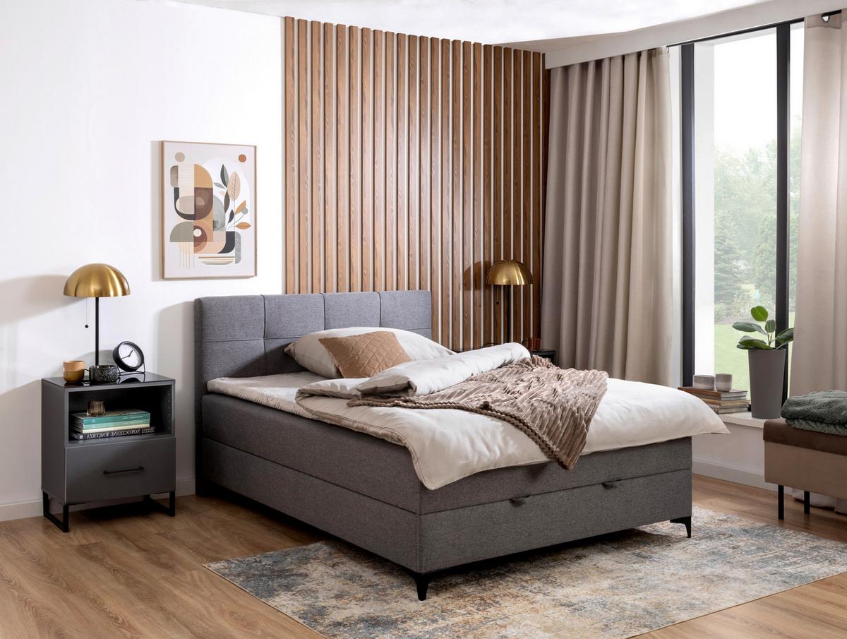 Polsterbett mit Matratze 140x200 Freddie Grau - Schwarz/Grau, MODERN, Textil (140/200cm)