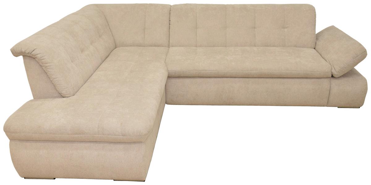 Ecksofa Mit Schlaffunktion Moric Beige Mikrofaser - Chromfarben/Beige, KONVENTIONELL, Textil (216/273cm) - MID.YOU