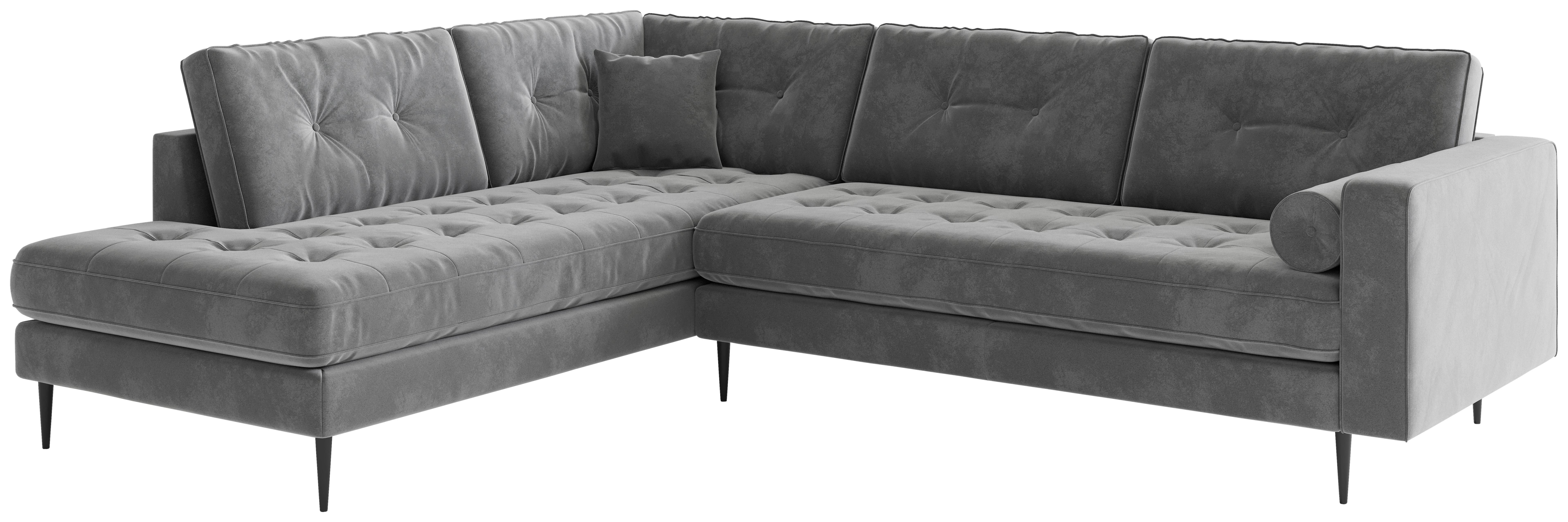 Ecksofa Scott - Edelstahlfarben/Anthrazit, Design, Textil (259/205cm) - Livetastic