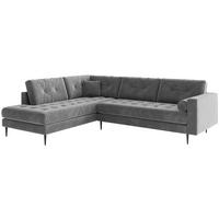 Ecksofa Scott - Edelstahlfarben/Anthrazit, Design, Textil (259/205cm) - Livetastic