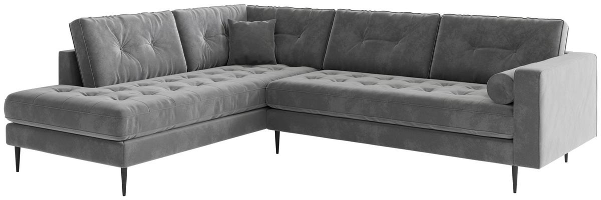 Ecksofa Scott - Edelstahlfarben/Anthrazit, Design, Textil (259/205cm) - Livetastic