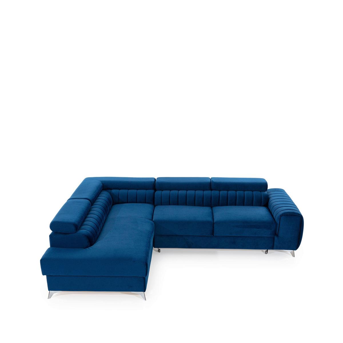 Ecksofa Laurence Blau S: 205x278 cm - Blau/Silberfarben, Design, Textil (205/278cm) - MID.YOU