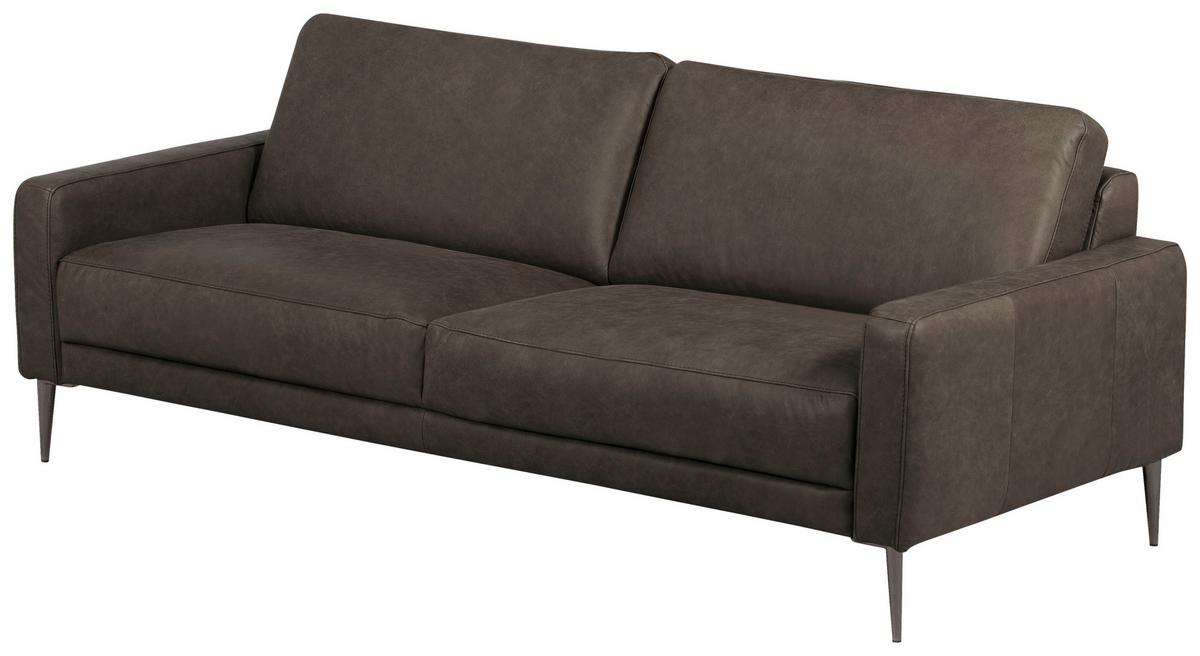 3-Sitzer-Sofa Spring, Fango B: - Fango/Schwarzchrom, Design, Leder (187/85/92cm) - Livetastic