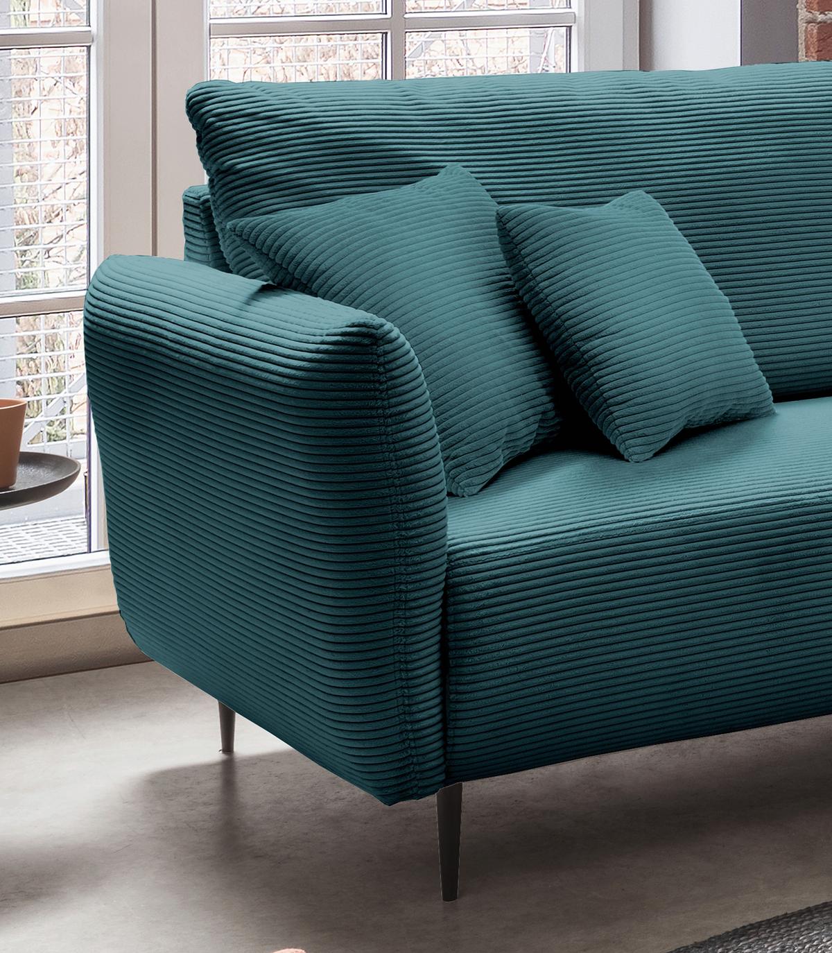 Ecksofa Vanilla Petrol S: 294x256 cm - Petrol/Schwarz, Design, Textil (294/256cm) - Livetastic