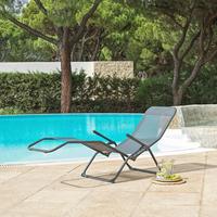 Sonnenliege Sophie 1 Kunststoff/Stahl, klappbar - Grau, KONVENTIONELL, Kunststoff/Textil (145/98/59cm) - Ondega