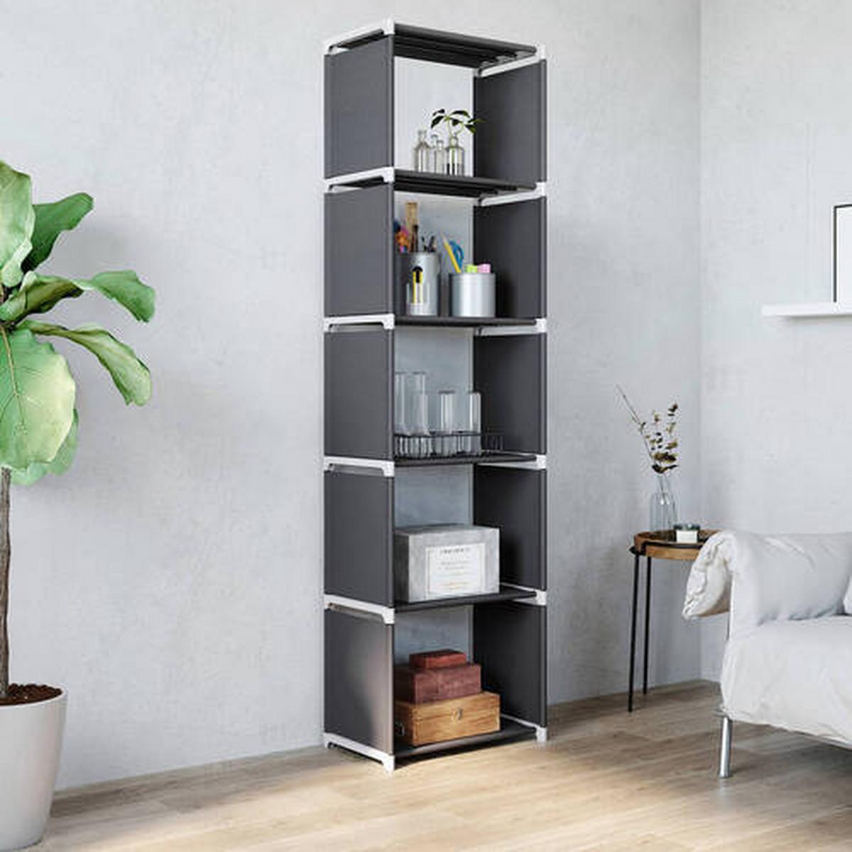 REGALKOMBINATION B: 50 cm, Schwarz - Schwarz, Basics, Kunststoff/Textil (50/180/30cm) - Boxxx