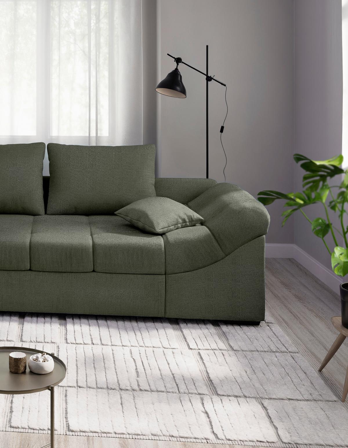 Eckschlafsofa Alvito Dunkelgrün S: 202x298cm - Dunkelgrün/Schwarz, MODERN, Textil (202/298cm) - MID.YOU