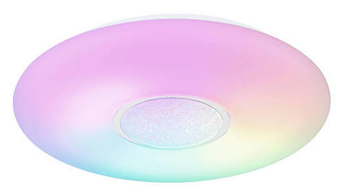 LED-Deckenleuchte Ø 48,5 cm, Timerfunktion und Farbwechsler - Klar/Opal, Design, Glas/Kunststoff (48,5/7,2cm) - Globo