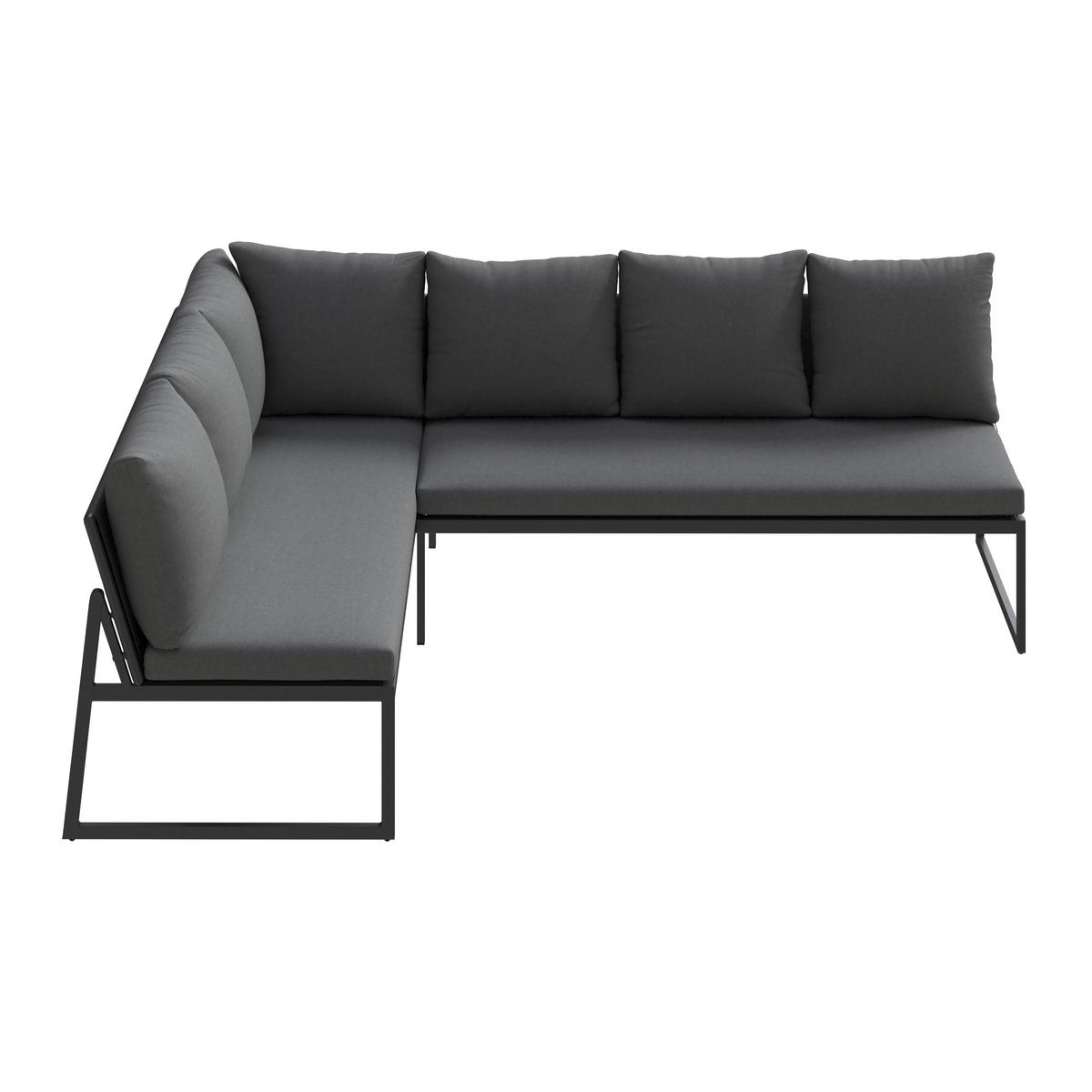 Loungegarnitur Kaunas - Dunkelgrau/Anthrazit, MODERN, Glas/Textil (183/241cm) - Beldano