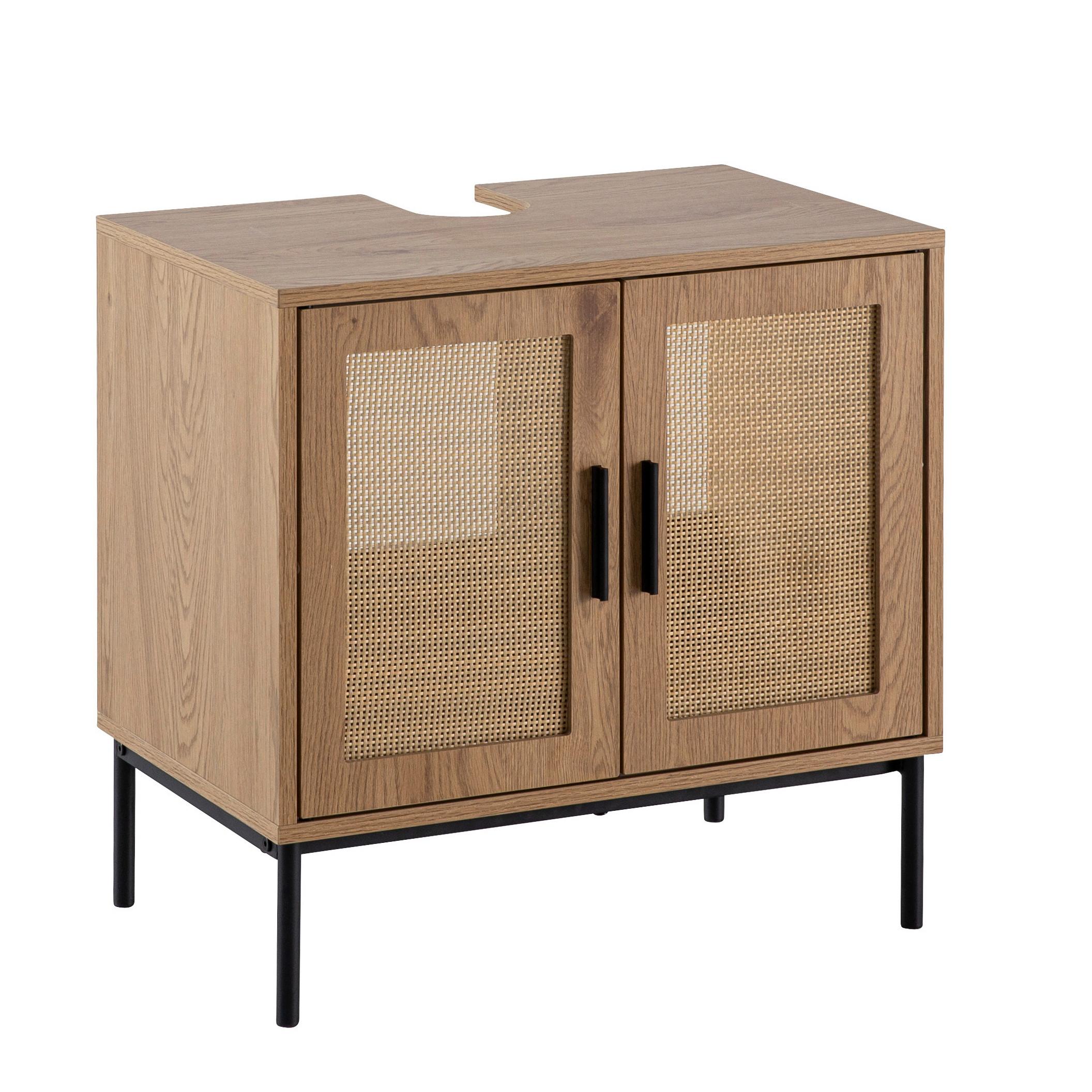 Waschbeckenunterschrank Eichefarben Dekor B: 60 cm - Eichefarben/Schwarz, Design, Holzwerkstoff (60/60/40cm) - MID.YOU