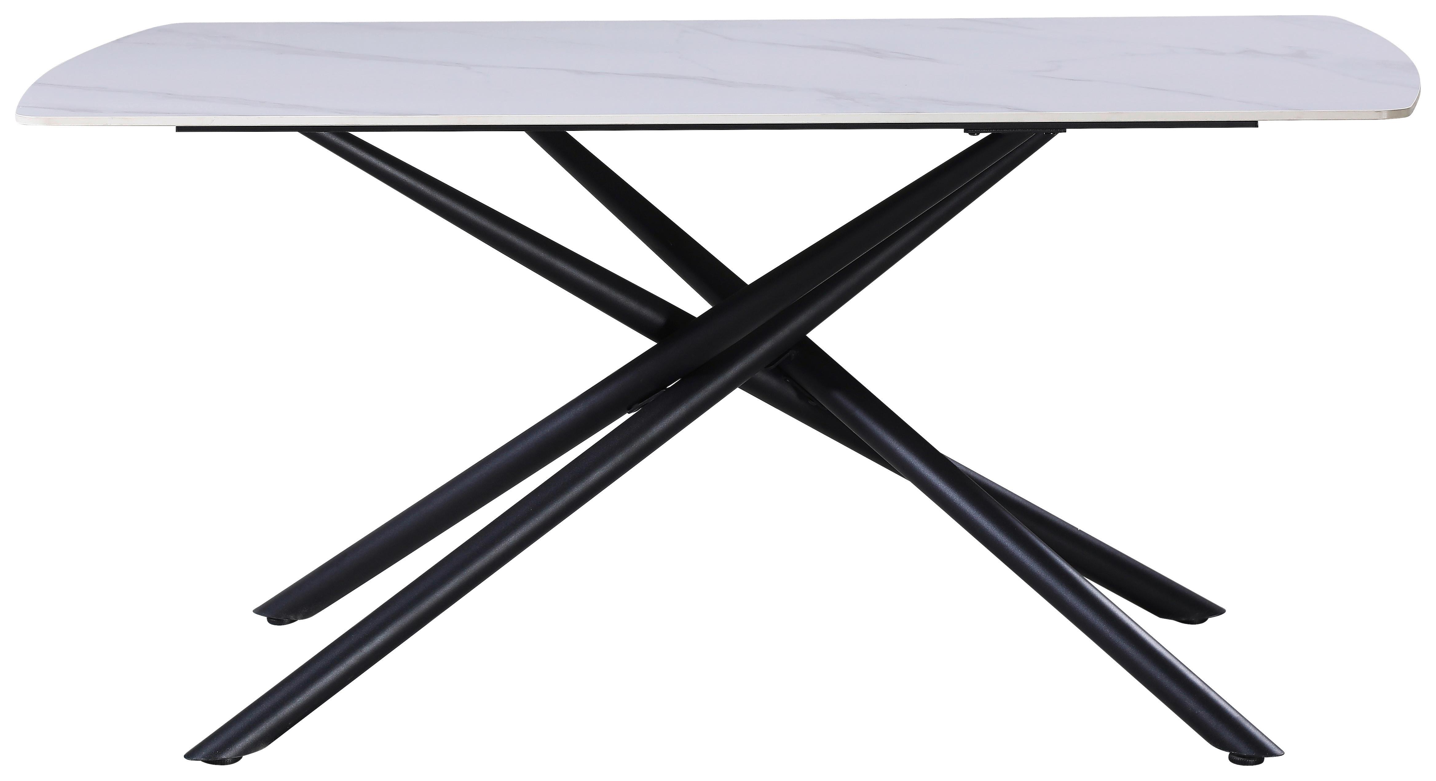 Esstisch Mailand 160x75 cm Weiß - Schwarz/Weiß, Trend, Keramik/Metall (160/75/90cm) - Nedis SmartLife