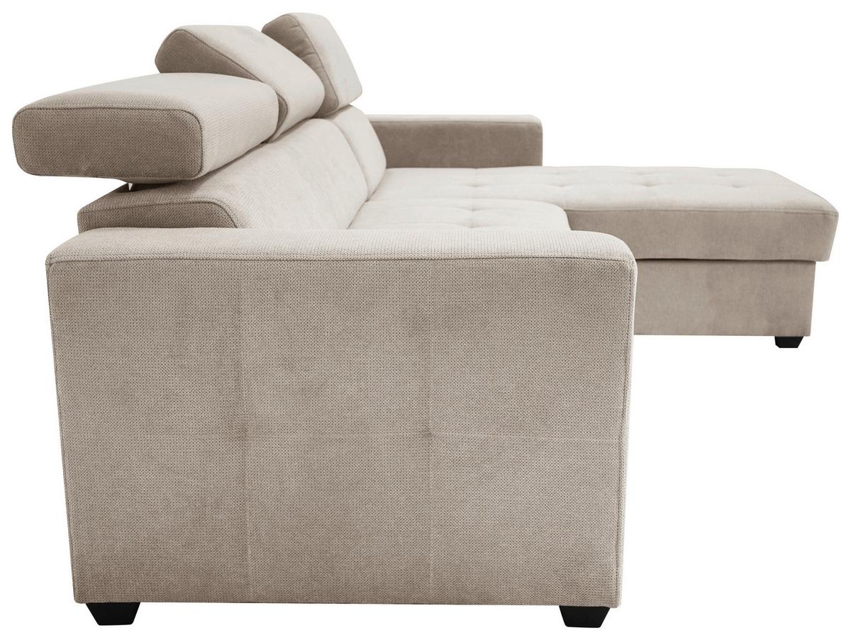 Rohová sedačka MARCO, oboustranná, béžový velur - černá/béžová, Konvenční, kov/dřevo (238/78-94/170cm)