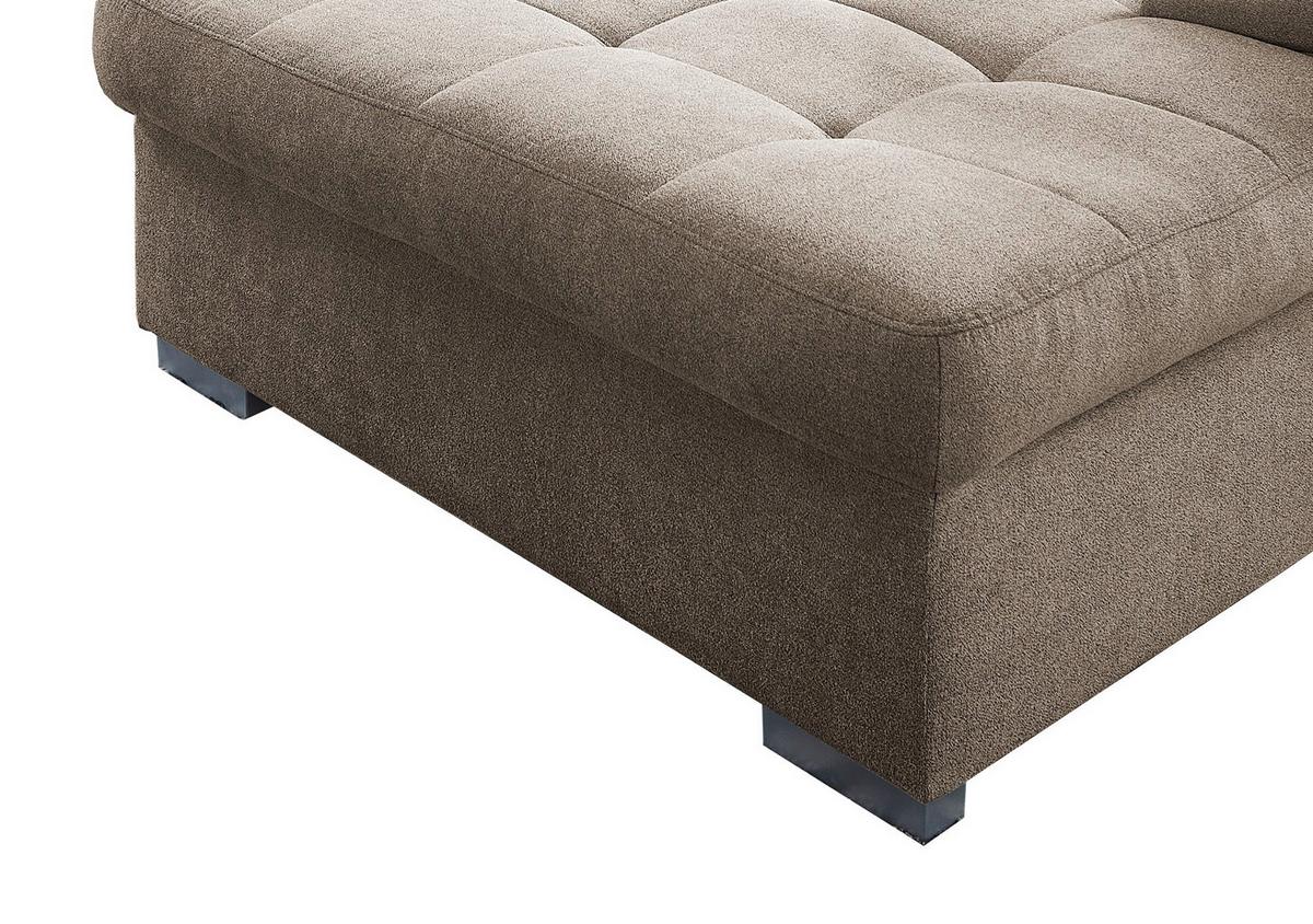Wohnlandschaft Zira Mit Schlaffunktion Taupe - Taupe/Chromfarben, Design, Textil (212/330/169cm) - Livetastic