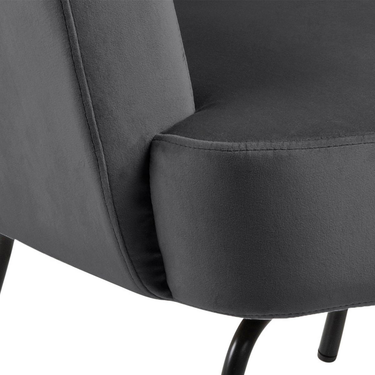 Polsterstuhl Melissa Dunkelgrau Velours - Dunkelgrau/Schwarz, KONVENTIONELL, Textil (75/83/75cm) - Livetastic
