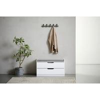 Garderobenbank Vestario B: 80cm + Laden, Weiß/grau - Weiß/Grau, KONVENTIONELL, Holzwerkstoff/Textil (80/44,5/35,5cm) - MID.YOU