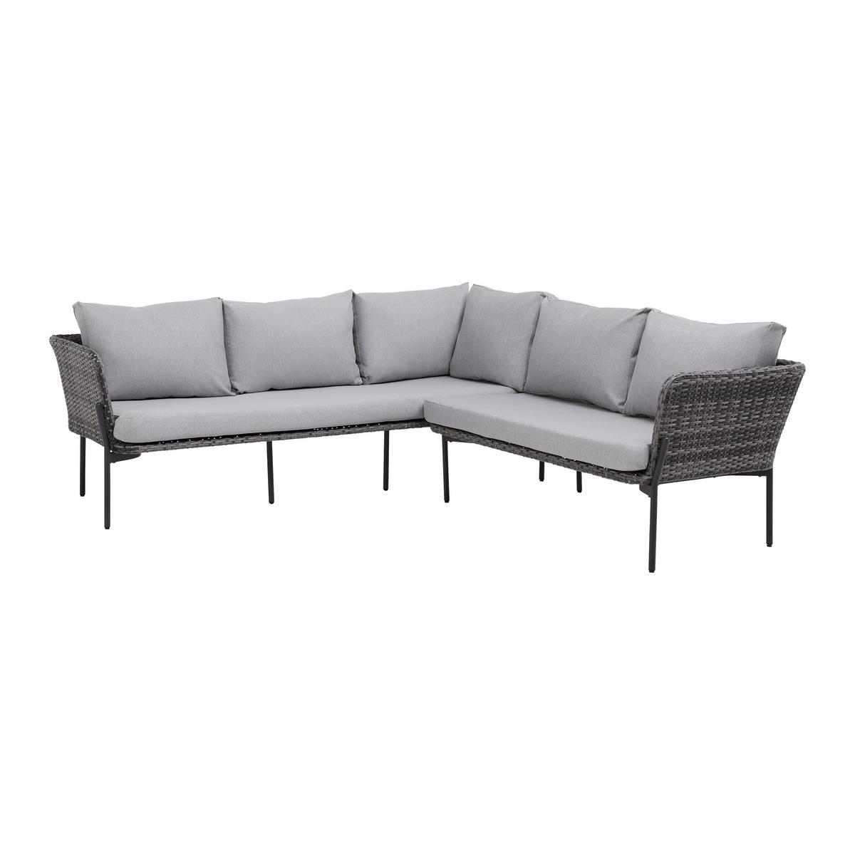 Zahradní sedací souprava ZOPHIA - šedá/černá, Moderní, kov/textil (294/68/77cm) - Bessagi Garden