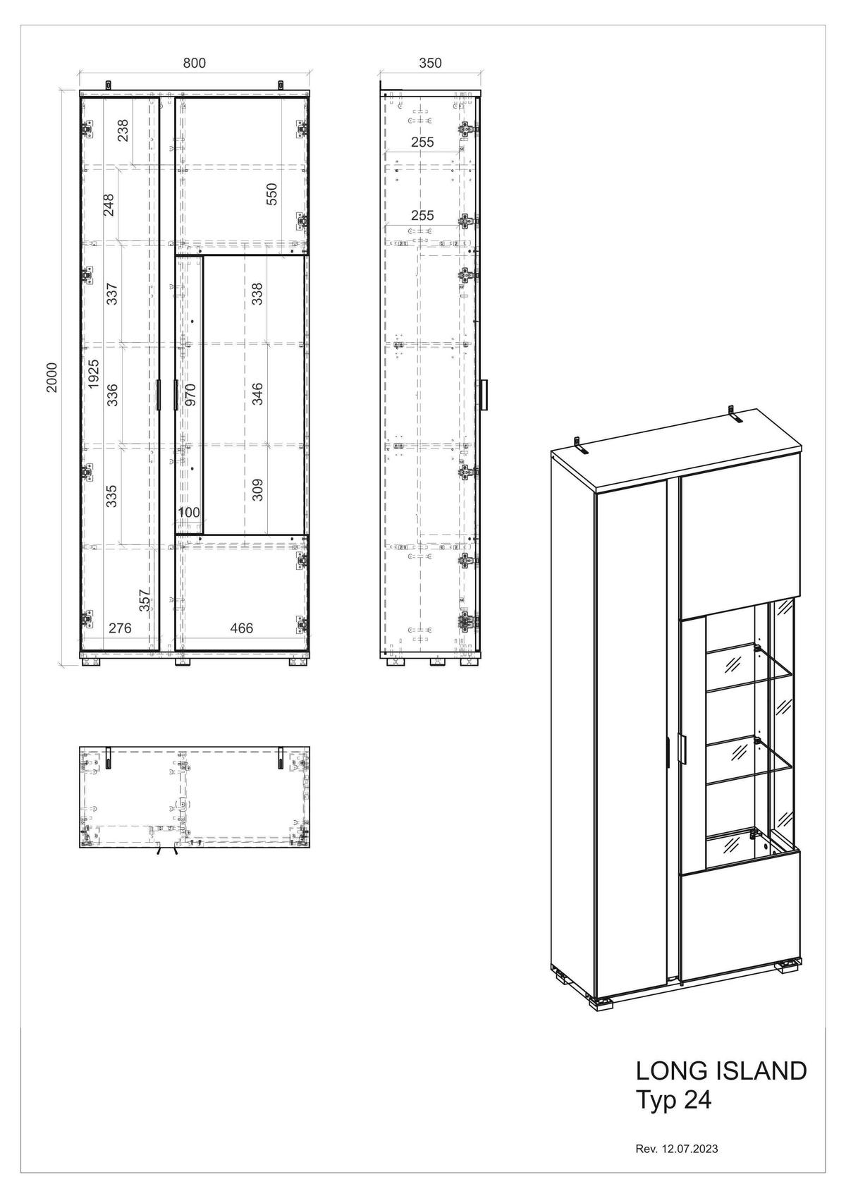 Vitrine Long Island Weiß/Eiche Wotan B: 80 cm - Silberfarben/Eiche Wotan, Design, Glas/Holzwerkstoff (80/200/35cm) - MID.YOU