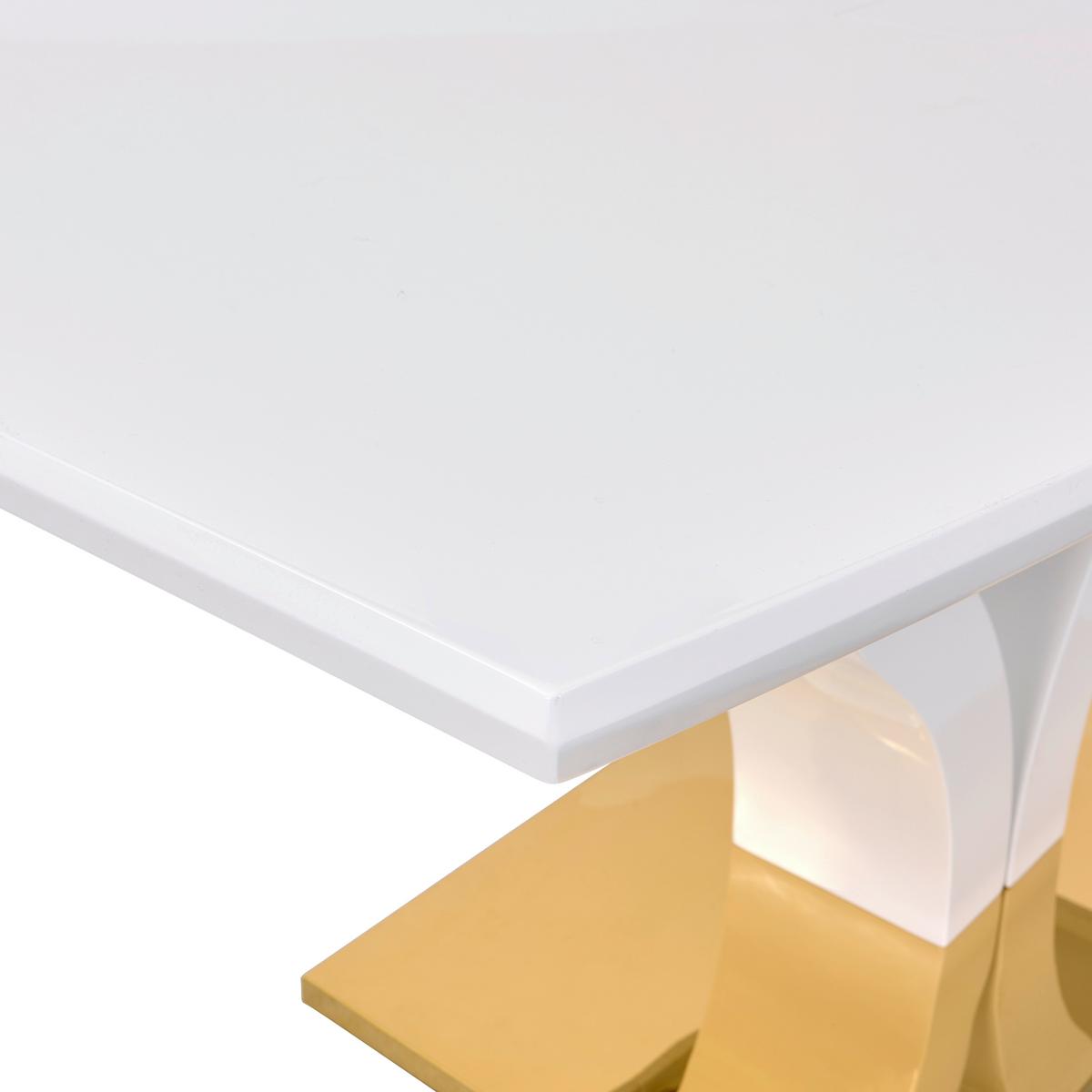 Ausziehtisch Jade 140 Az 140-180x76x90 cm Weiß Hg - Weiß Hochglanz/Goldfarben, KONVENTIONELL, Holzwerkstoff/Metall (140-180/76/90cm) - MID.YOU