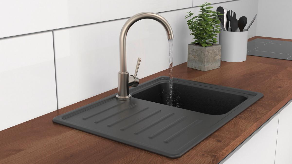 Küchenarmatur Cornwall Edelst. Schwenkbar Niederdruck - Edelstahlfarben, LIFESTYLE, Kunststoff/Metall (34cm) - Schütte