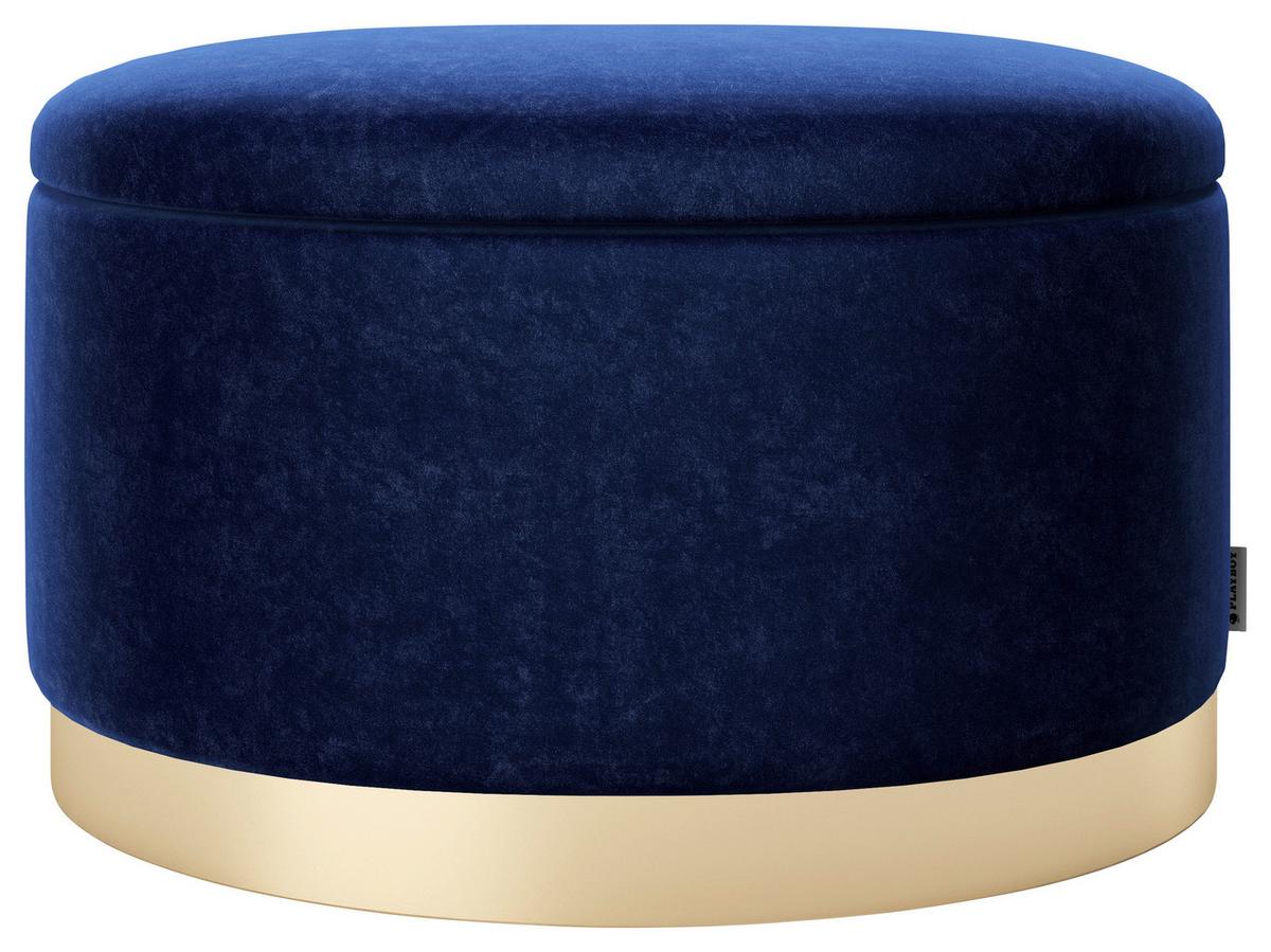 Hocker Rosanne Textil Blau Sitz Gepolstert H: 40 Cm - Goldfarben/Dunkelblau, LIFESTYLE, Textil (60/40/40cm) - Playboy
