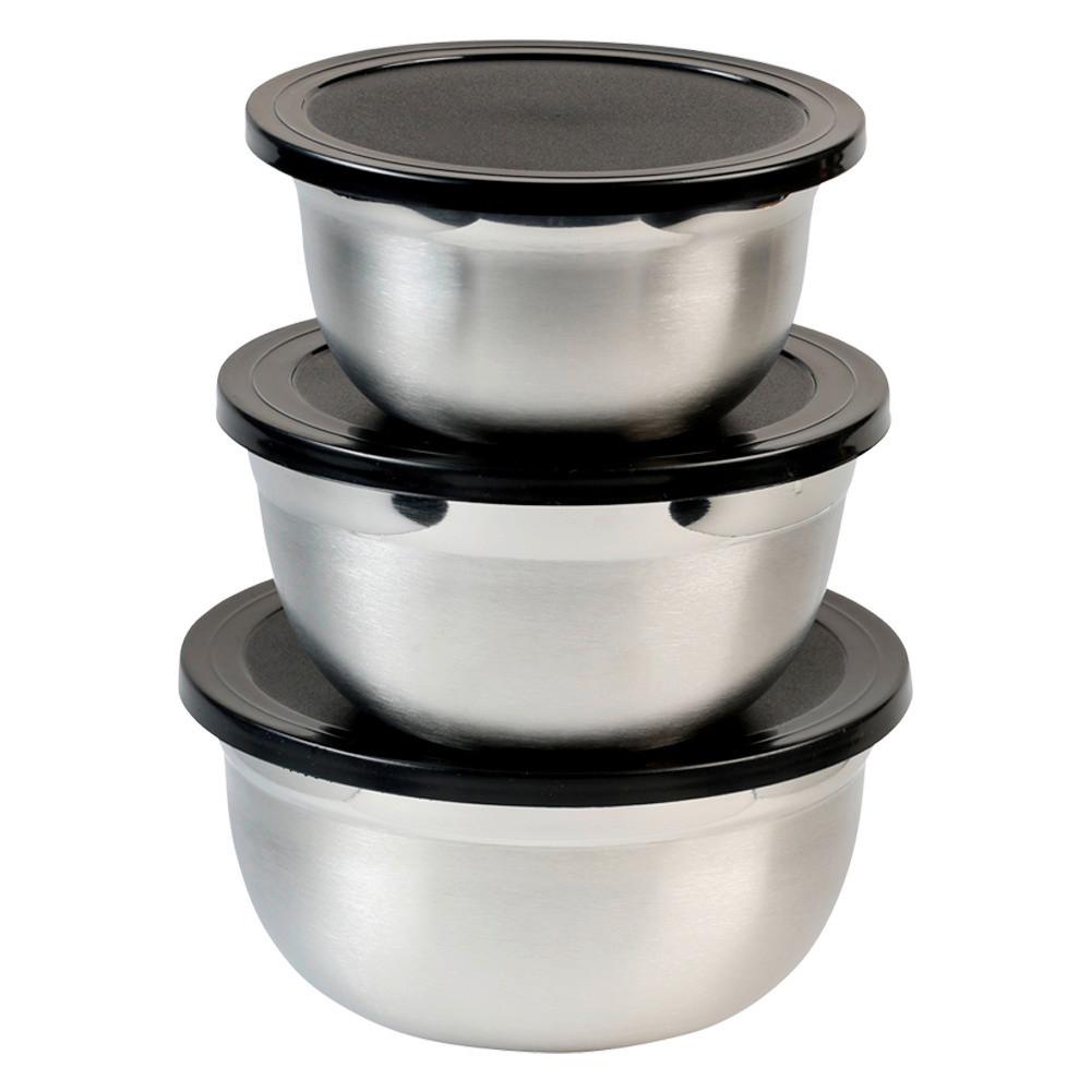 RÜHRSCHÜSSELSET Schwarz/Silberfarben, 3 -Teilig. - Silberfarben/Schwarz, Basics, Metall (18cm) - Kesper