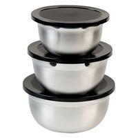 RÜHRSCHÜSSELSET Schwarz/Silberfarben, 3 -Teilig. - Silberfarben/Schwarz, Basics, Metall (18cm) - Kesper