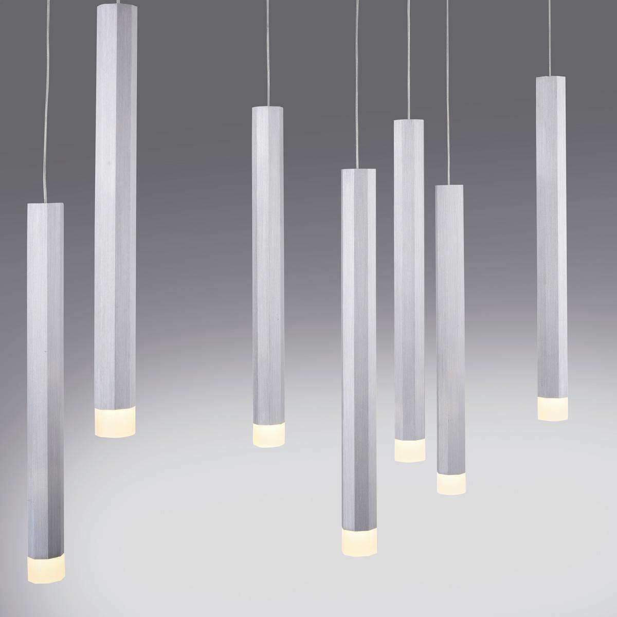 LED-Hängeleuchte Bruno H: 120 cm 10-Flammig - Alufarben, Design, Kunststoff/Metall (89/30/120cm)