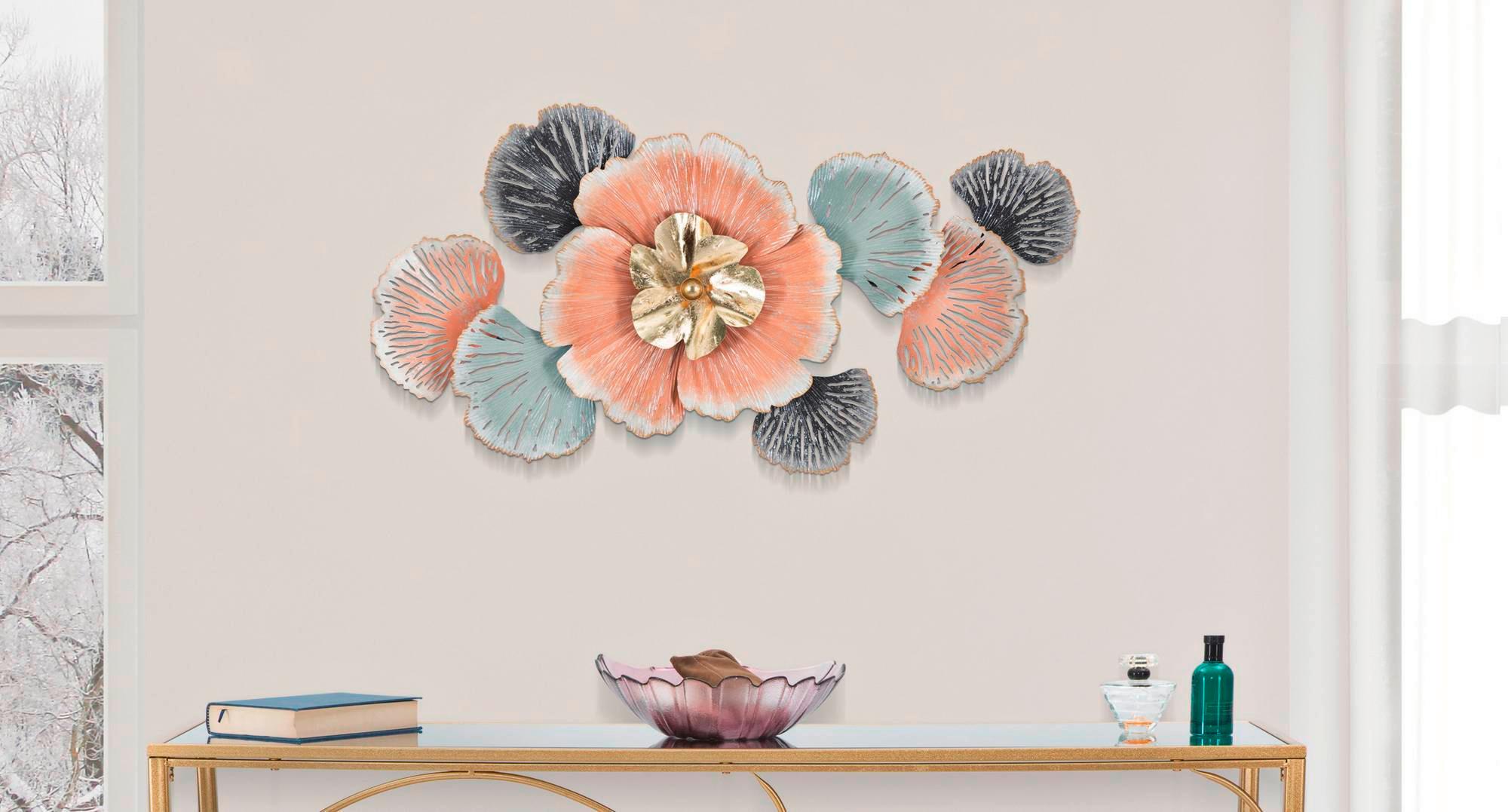 Wanddeko Soty Gold/rosa/blau/grau B: 93 Cm - Blau/Goldfarben, Basics, Metall (93/53/7.5cm)