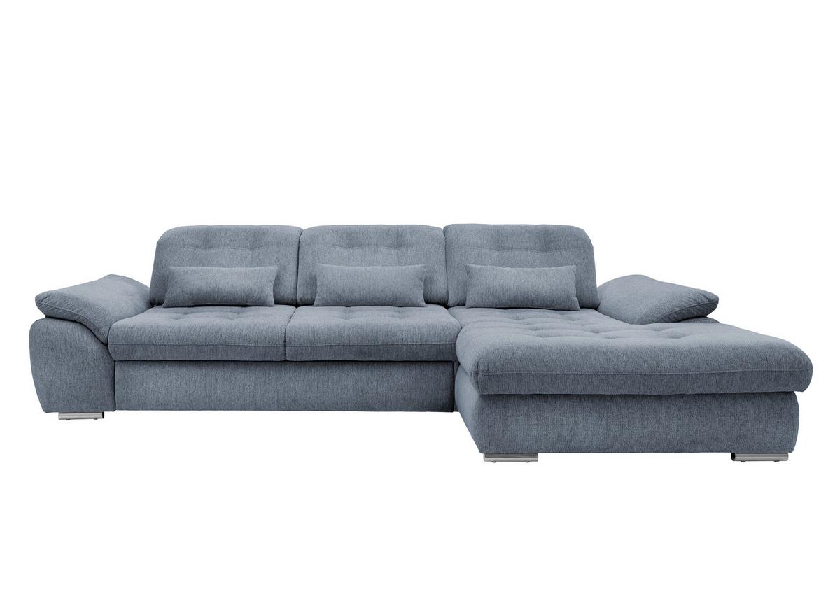 Ecksofa mit Bettkasten Rigatti Hellblau S: 314x184 cm - Chromfarben/Anthrazit, MODERN, Textil (314/184cm) - Livetastic