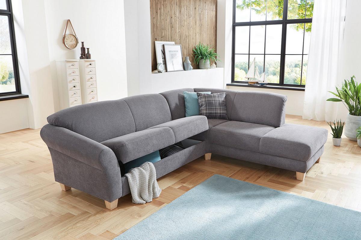 Ecksofa Gotland grau mit Bettkasten, 257x212 cm - Naturfarben/Grau, KONVENTIONELL, Textil (257/212cm) - Sit & More