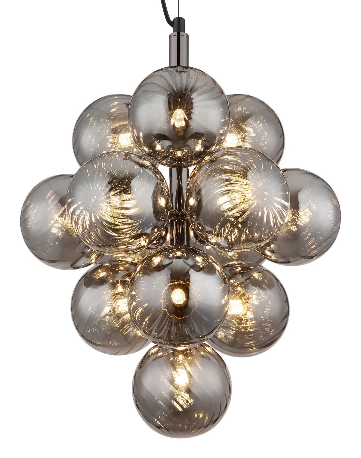 Hängeleuchte 56146hg Conor - Schwarzchrom/Grau, Design, Glas/Kunststoff (39,5/120cm) - Globo