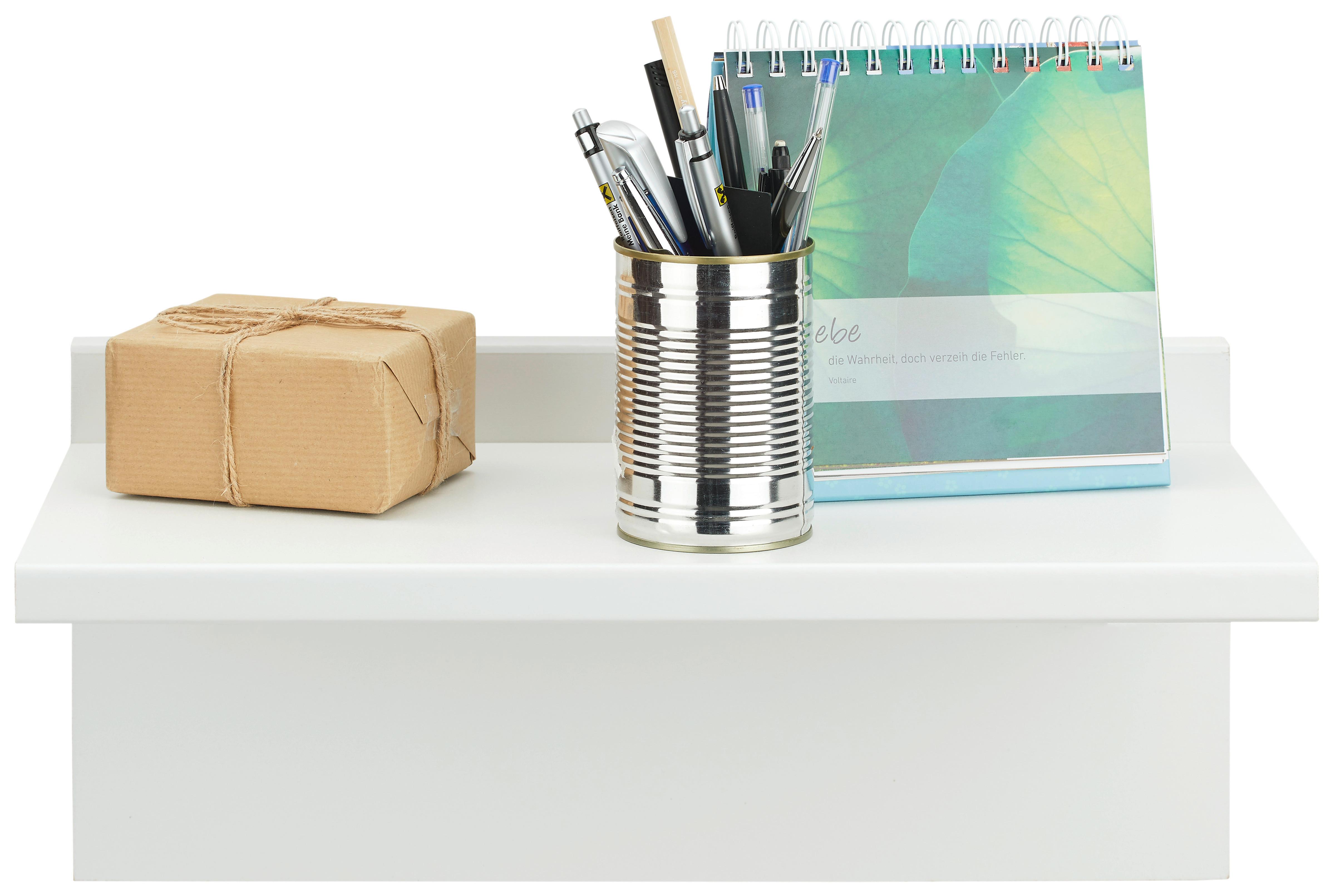 NÁSTĚNNÝ REGÁL WHITE - bílá, kompozitní dřevo (47/22/24cm)