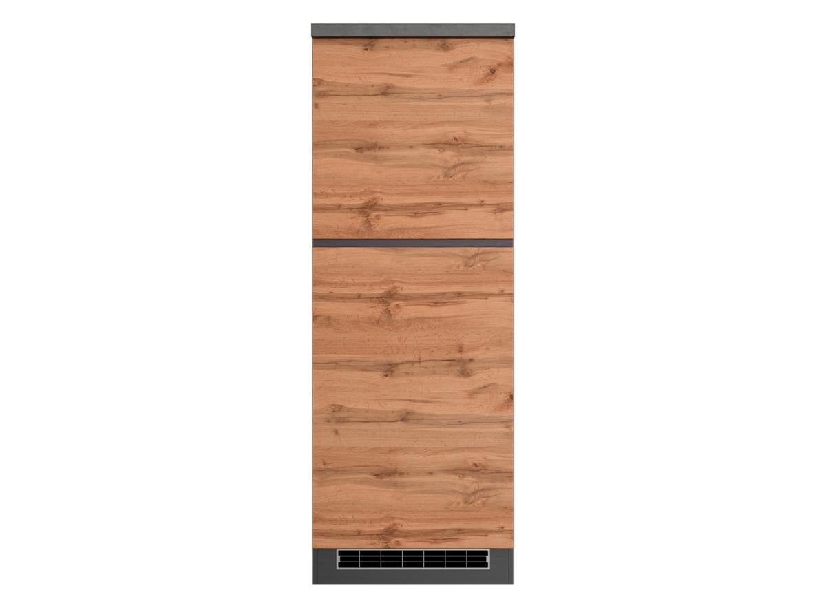 Kühlschrank-Umbauschrank Turin 60 cm Graphitfarben/Eiche - Eiche Wotan/Graphitfarben, Design, Holzwerkstoff (60/166/60cm) - Held
