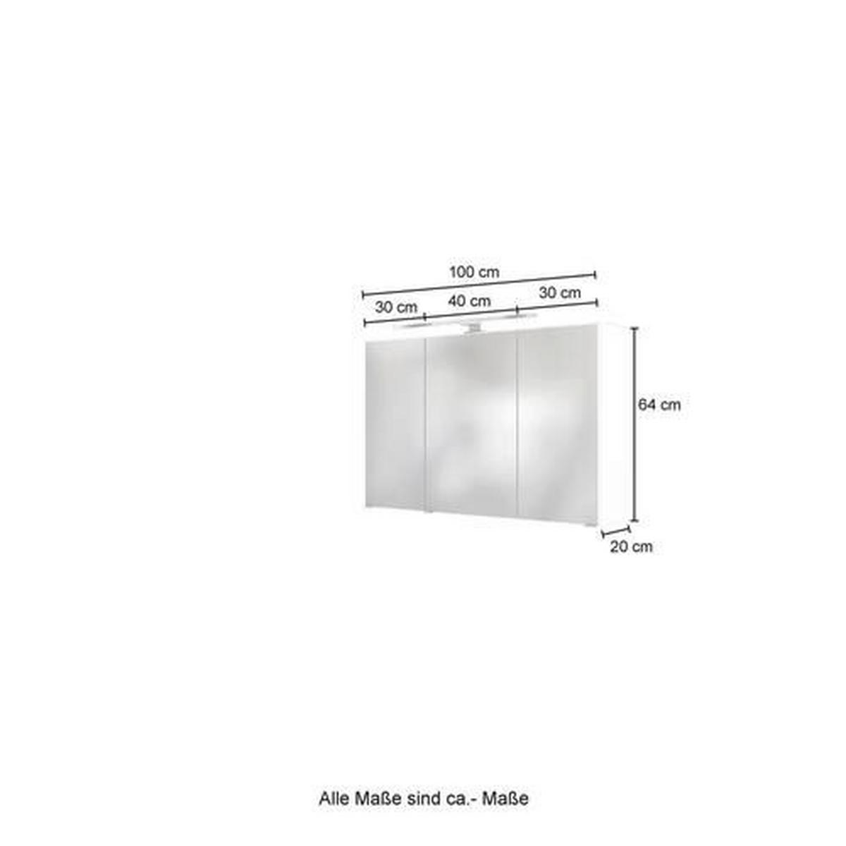 Badmöbel-Set 3-Tlg. inkl. LED Pienza B: 100 cm, Graphitgrau - Eichefarben/Weiß, Basics, Keramik/Holzwerkstoff (100cm) - Held