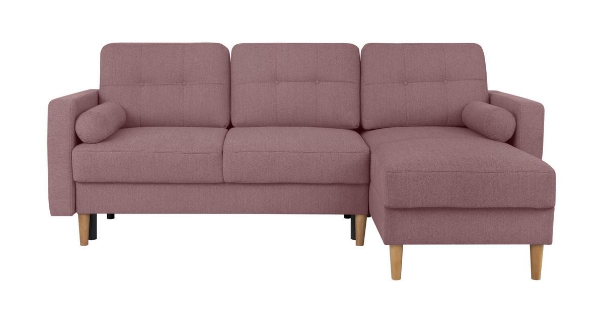 Ecksofa Noret, Beere S: 223x157 Cm - Beere/Buchefarben, Design, Textil (223/157cm) - MID.YOU