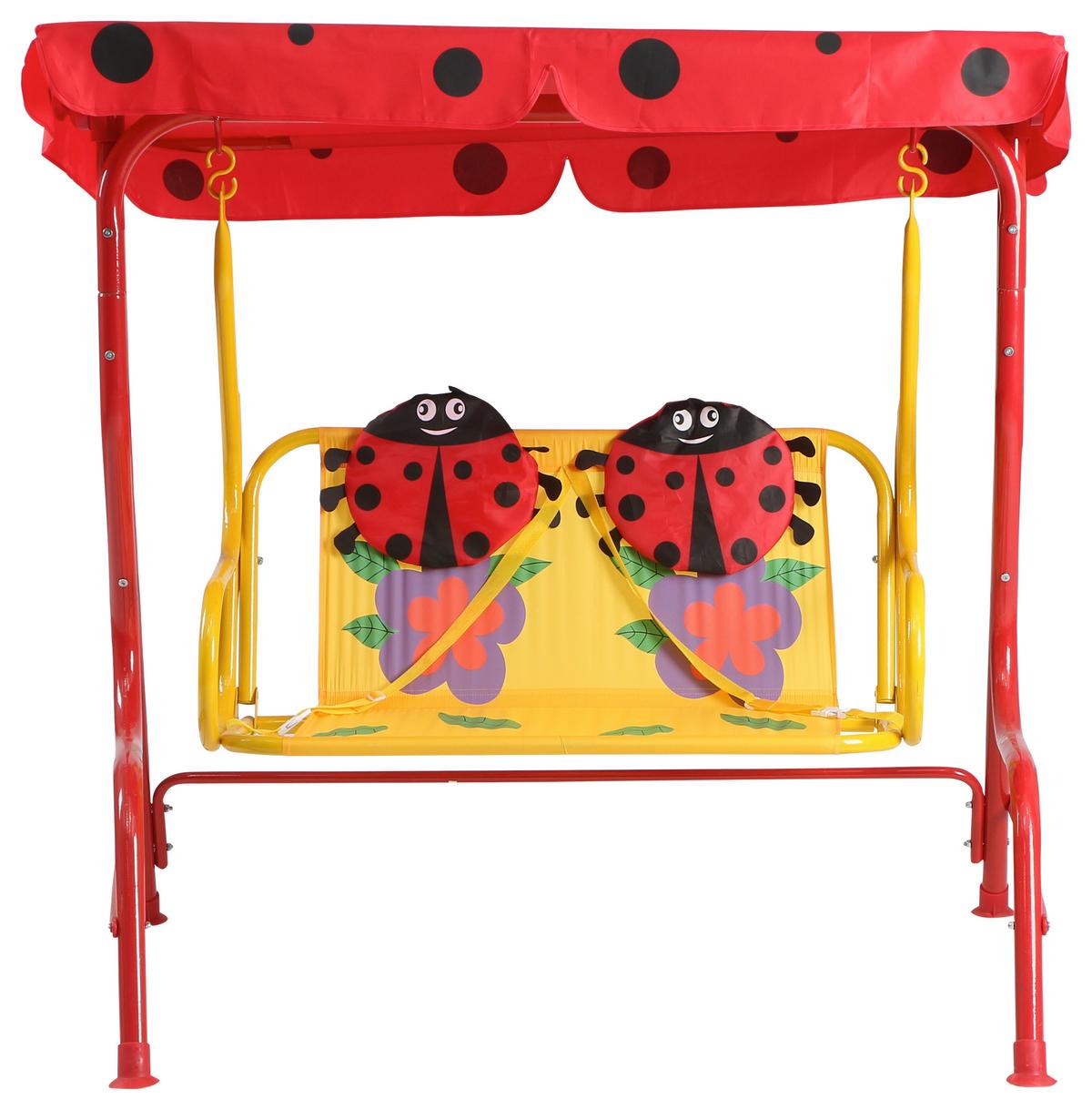 Kinder-Hollywoodschaukel Stahl, Rot - Rot, MODERN, Textil/Metall (115/118/75cm) - Siena Garden
