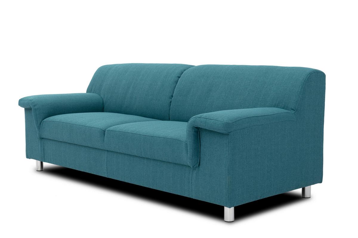 3-sitzer-sofa Jamie Rücken Echt Petrol Webstoff - Chromfarben/Petrol, KONVENTIONELL, Textil (190/72/80cm) - MID.YOU