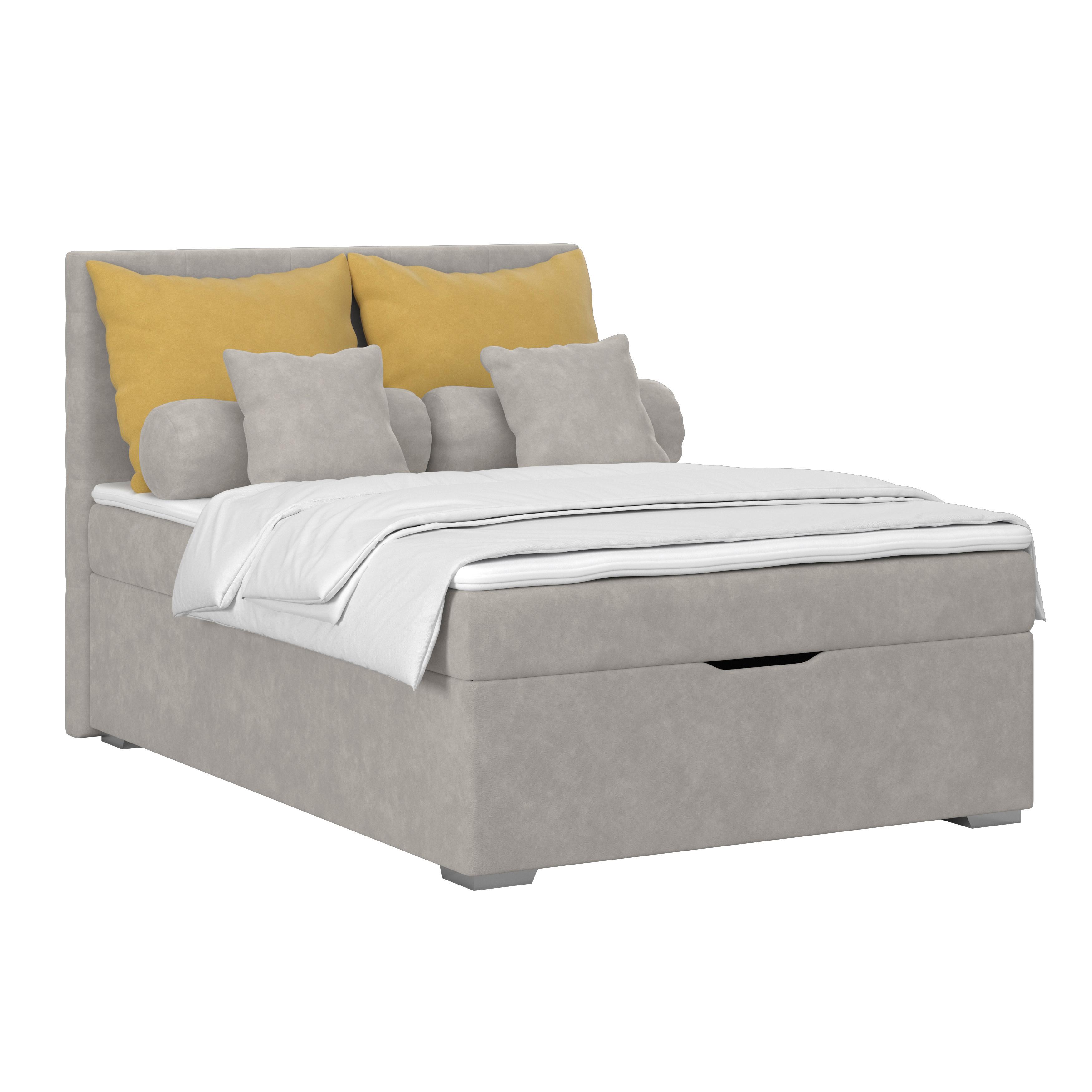 Čalúnená posteľ ADRIA 120x200 cm, sivá - sivohnedá/chrómová, Konventionell, drevo/textil (120/200cm)